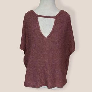 AMERICAN EAGLE Pink Cold Shoulder Short Sleeve Sweater